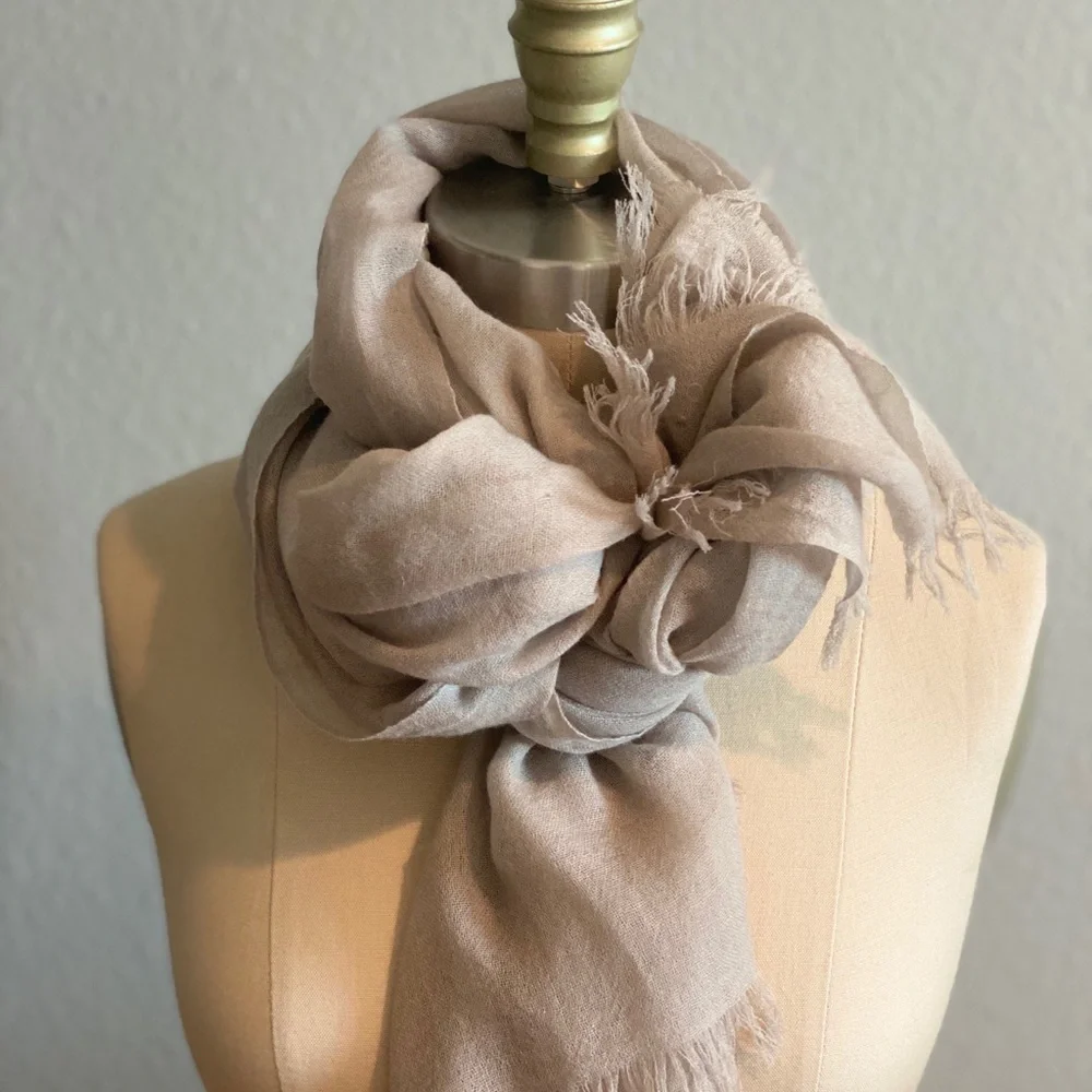 Neiman Marcus Cashmere Gauzy Distressed Scarf Bone​​​​​​​​​